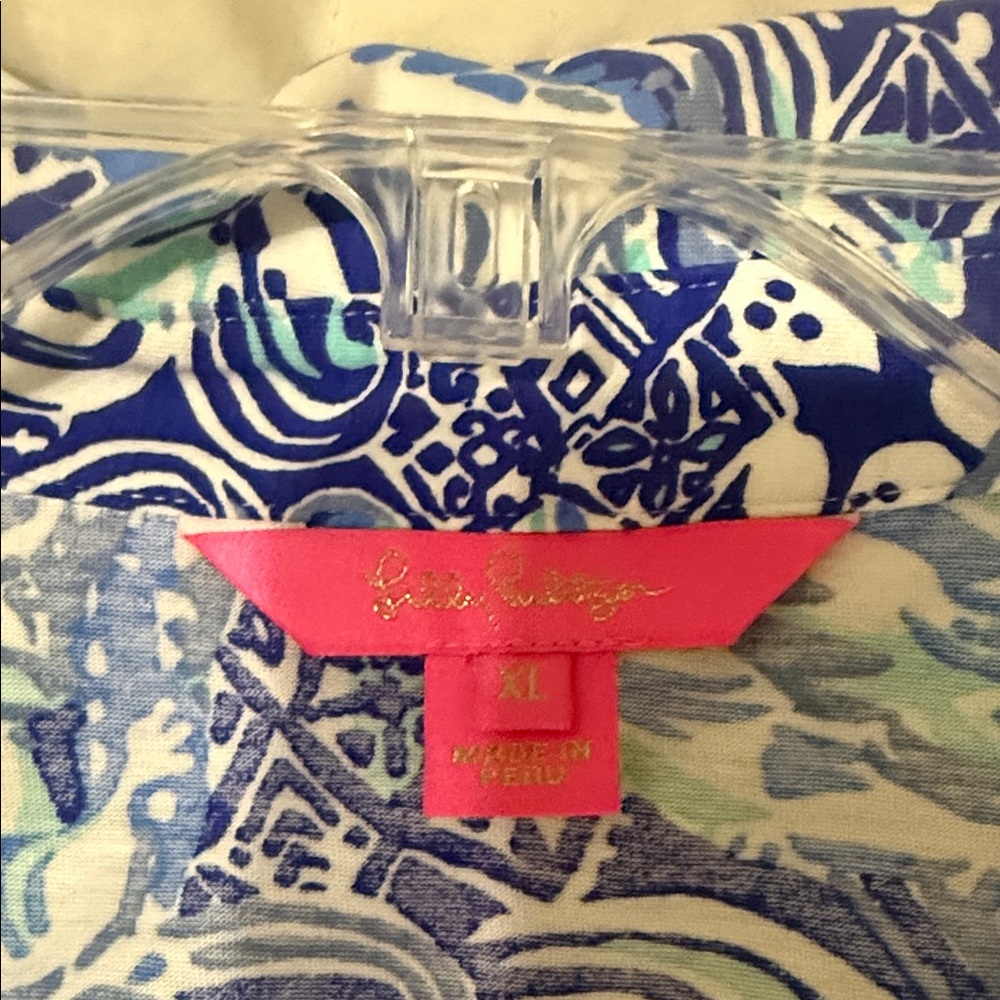 Lilly Pulitzer XL Blue & aqua Animal Print Tunic Top NEW Large 12 14 16 - Picture 2 of 11